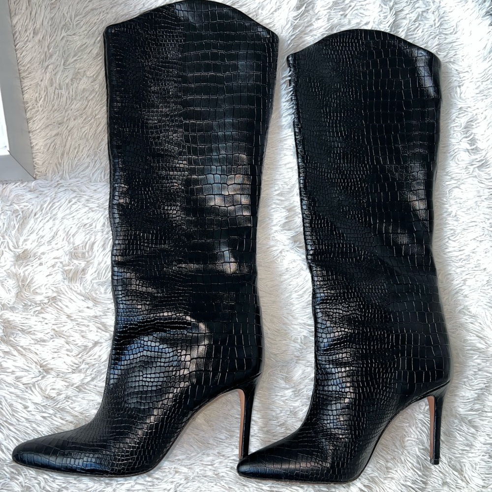 SUHUTZ -MARYANA BOOT Black crocodile-embossed leather size 8